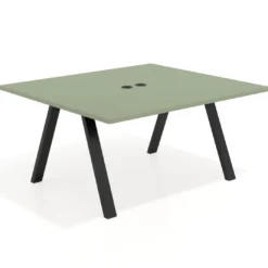 Mesa de oficina doble UvePro fondo 142, cantos rectos, estructura negra