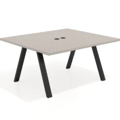 Mesa de oficina doble UvePro fondo 142, cantos rectos, estructura negra