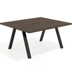 Mesa de oficina doble UvePro fondo 142, cantos rectos, estructura negra