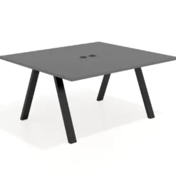 Mesa de oficina doble UvePro fondo 142, cantos rectos, estructura negra
