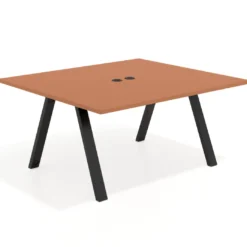 Mesa de oficina doble UvePro fondo 142, cantos rectos, estructura negra
