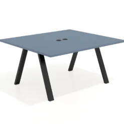 Mesa de oficina doble UvePro fondo 142, cantos rectos, estructura negra