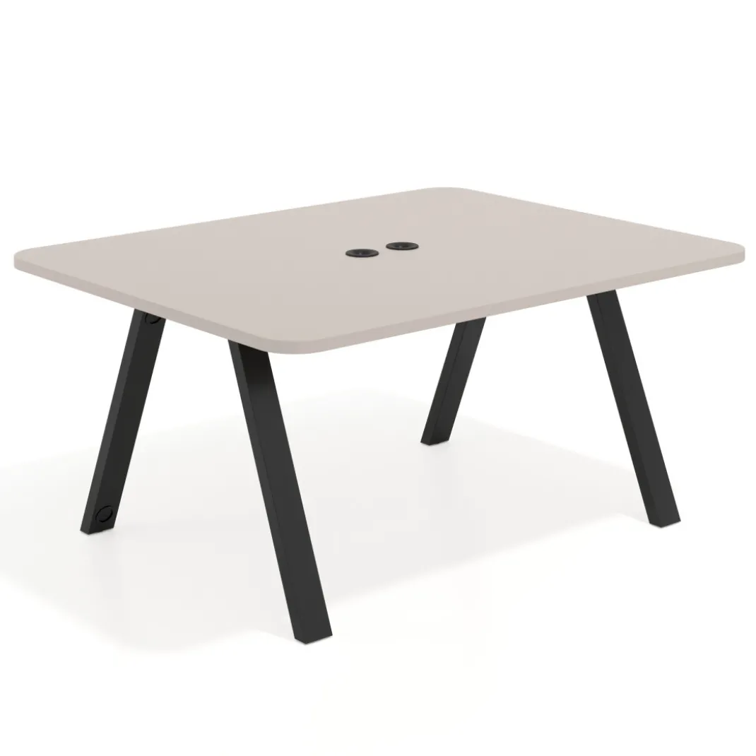 Mesa de oficina doble UvePro fondo 126, cantos redondeados, estructura negra