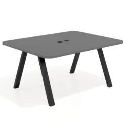 Mesa de oficina doble UvePro fondo 126, cantos redondeados, estructura negra