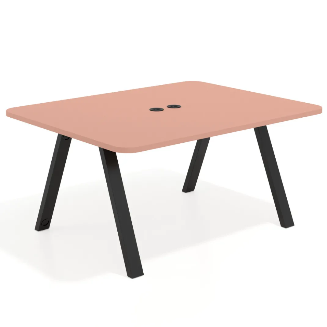 Mesa de oficina doble UvePro fondo 126, cantos redondeados, estructura negra