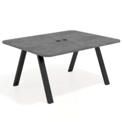 Mesa de oficina doble UvePro fondo 126, cantos redondeados, estructura negra