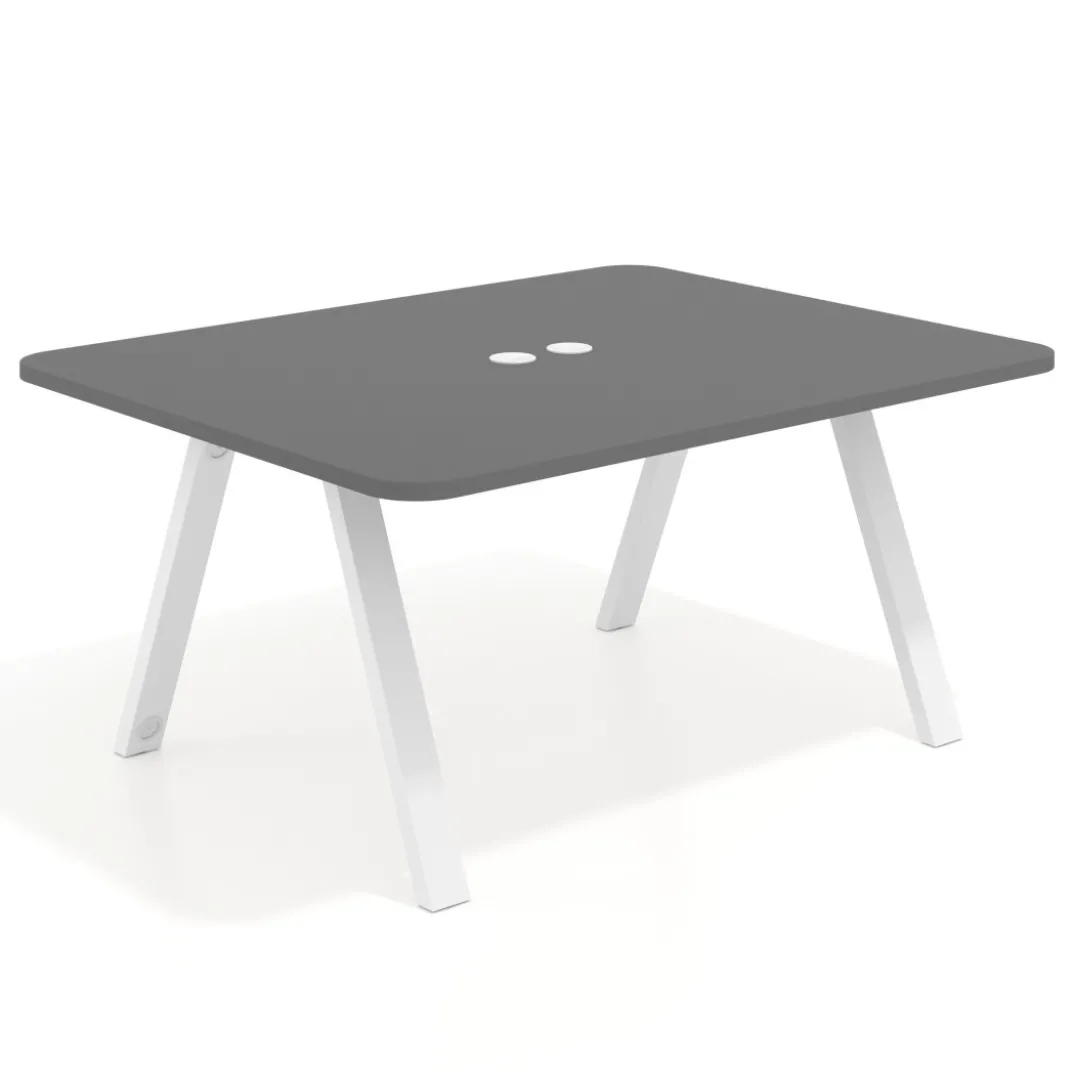 Mesa de oficina doble UvePro fondo 126, cantos redondeados, estructura blanca