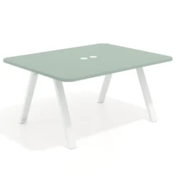 Mesa de oficina doble UvePro fondo 126, cantos redondeados, estructura blanca