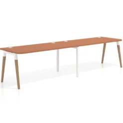Mesa de oficina en continuidad Arki doble con bordes redondeados, fondo 80cm