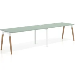 Mesa de oficina en continuidad Arki doble con bordes redondeados, fondo 80cm