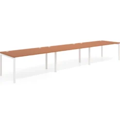 Mesa de oficina en continuidad progresiva triple Kube, fondo 100cm, estructura blanca