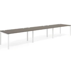 Mesa de oficina en continuidad progresiva triple Kube, fondo 100cm, estructura blanca