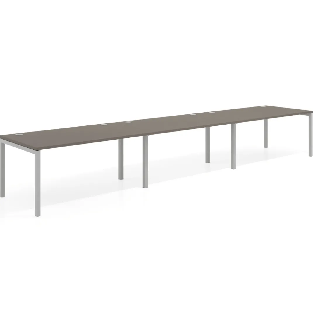 Mesa de oficina en continuidad progresiva triple Kube, fondo 100cm, estructura aluminio