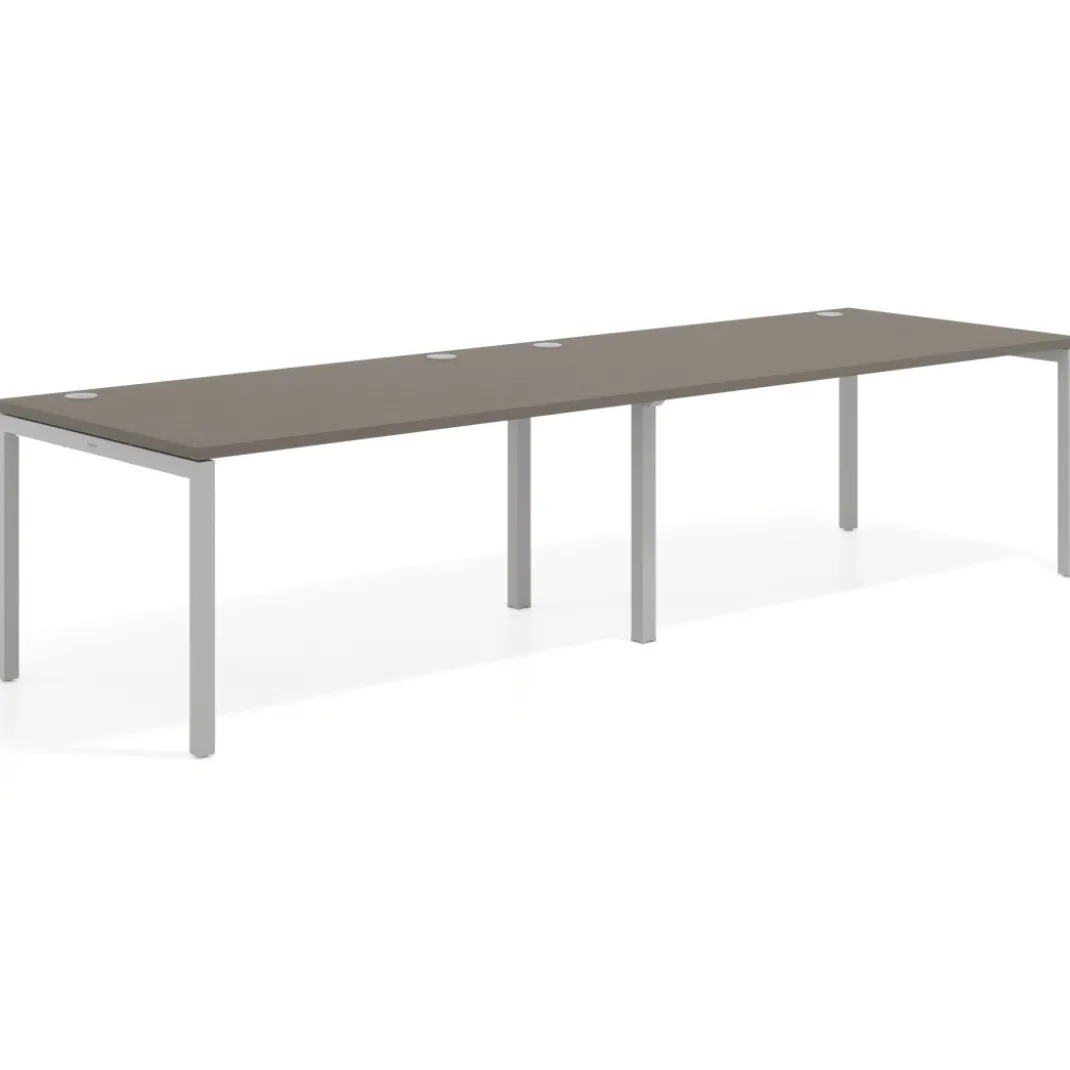 Mesa de oficina en continuidad progresiva doble Kube, fondo 100cm, estructura aluminio