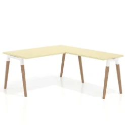 Mesa de oficina en L Arki fondo 80cm con ala, patas de madera