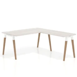 Mesa de oficina en L Arki fondo 80cm con ala, patas de madera