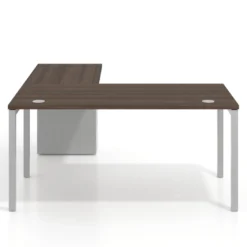 Mesa de oficina en L con cajones Kube fondo 80, frontales melamina, estructura aluminio