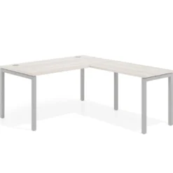 Mesa de oficina en L Kube fondo 80cm con ala, estructura aluminio