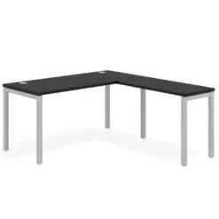 Mesa de oficina en L Kube fondo 68cm con ala estrecha, estructura aluminio