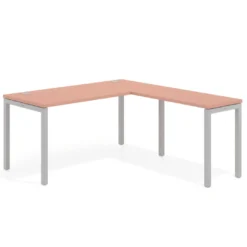 Mesa de oficina en L Kube fondo 68cm con ala estrecha, estructura aluminio