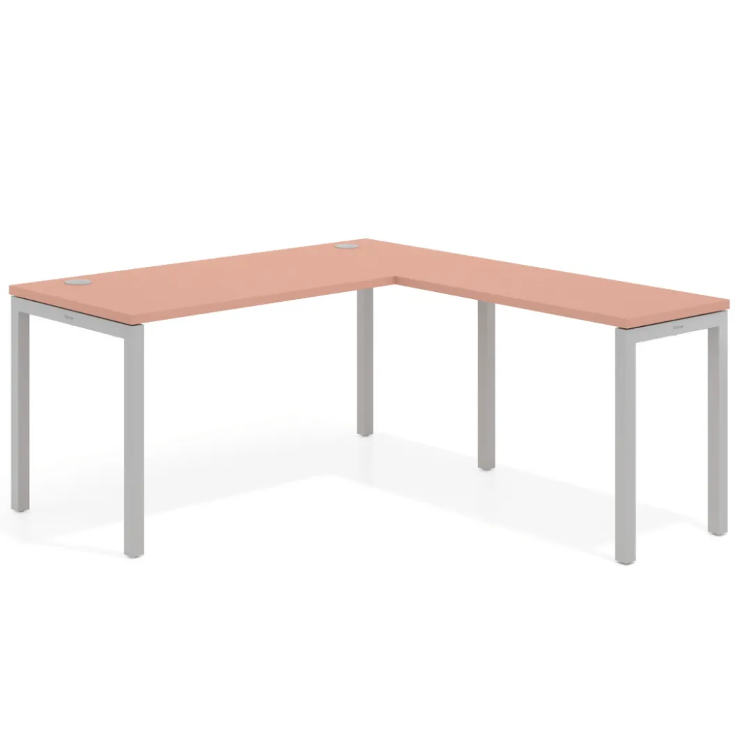 Mesa de oficina en L Kube fondo 68cm con ala estrecha, estructura aluminio