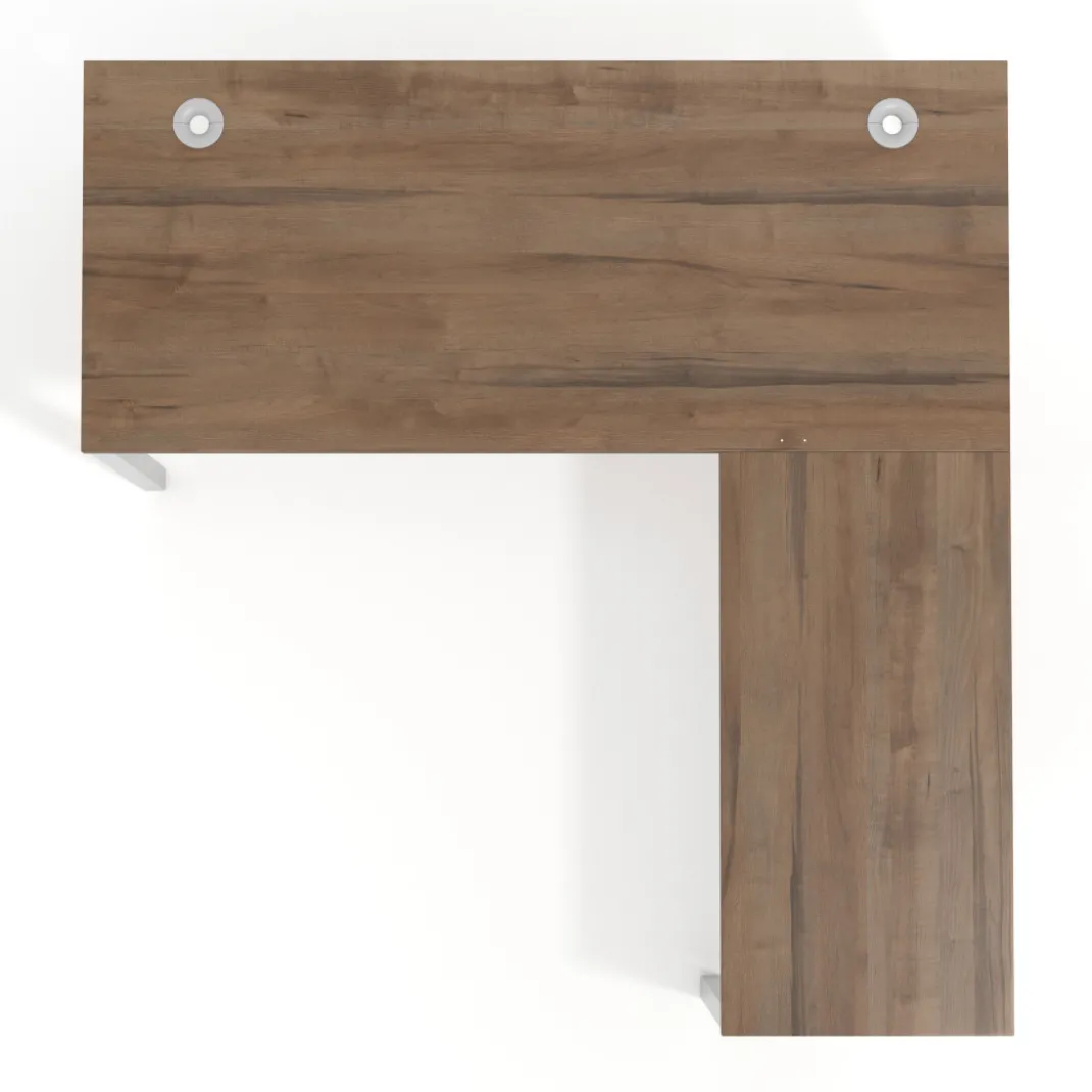 Mesa de oficina en L Kube fondo 68cm con ala estrecha, estructura aluminio