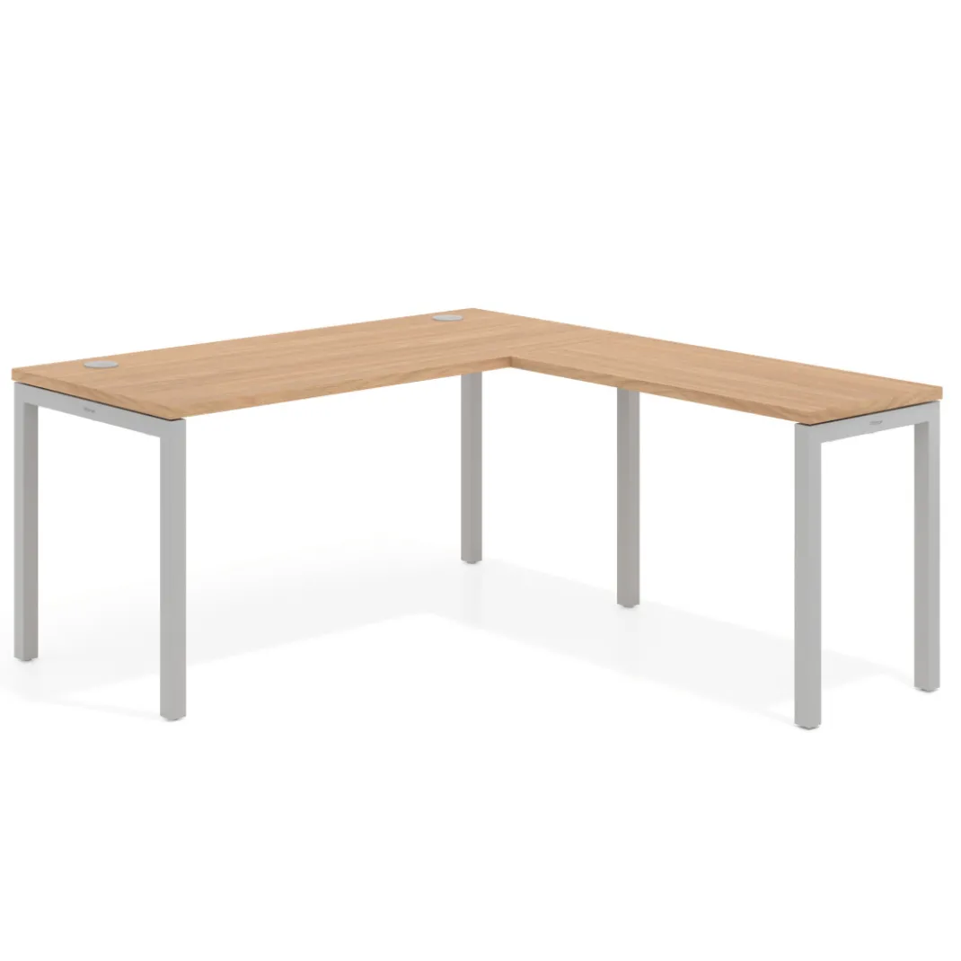 Mesa de oficina en L Kube fondo 68cm con ala estrecha, estructura aluminio