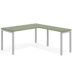 Mesa de oficina en L Kube fondo 68cm con ala estrecha, estructura aluminio