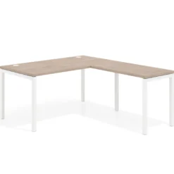 Mesa de oficina en L Kube fondo 80cm con ala, estructura blanca
