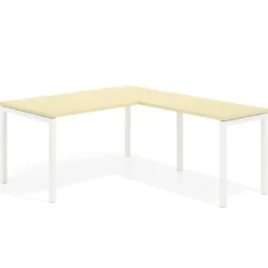 Mesa de oficina en L Kube fondo 80cm con ala, estructura blanca