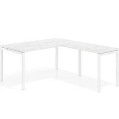 Mesa de oficina en L Kube fondo 80cm con ala, estructura blanca