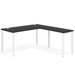 Mesa de oficina en L Kube fondo 68cm con ala estrecha, estructura blanco