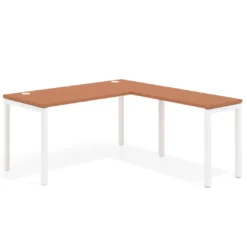 Mesa de oficina en L Kube fondo 68cm con ala estrecha, estructura blanco