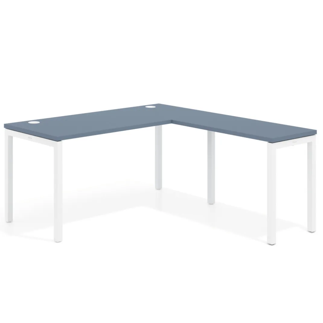 Mesa de oficina en L Kube fondo 68cm con ala estrecha, estructura blanco