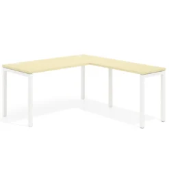 Mesa de oficina en L Kube fondo 68cm con ala estrecha, estructura blanco