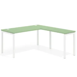 Mesa de oficina en L Kube fondo 68cm con ala estrecha, estructura blanco