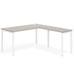 Mesa de oficina en L Kube fondo 68cm con ala estrecha, estructura blanco