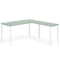 Mesa de oficina en L Kube fondo 68cm con ala estrecha, estructura blanco