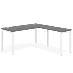 Mesa de oficina en L Kube fondo 68cm con ala estrecha, estructura blanco