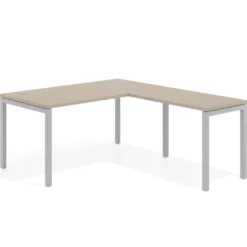 Mesa de oficina en L Kube fondo 80cm con ala, estructura aluminio