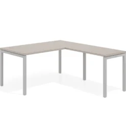 Mesa de oficina en L Kube fondo 80cm con ala, estructura aluminio