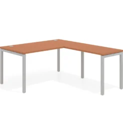 Mesa de oficina en L Kube fondo 80cm con ala, estructura aluminio