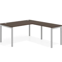 Mesa de oficina en L Kube fondo 80cm con ala, estructura aluminio