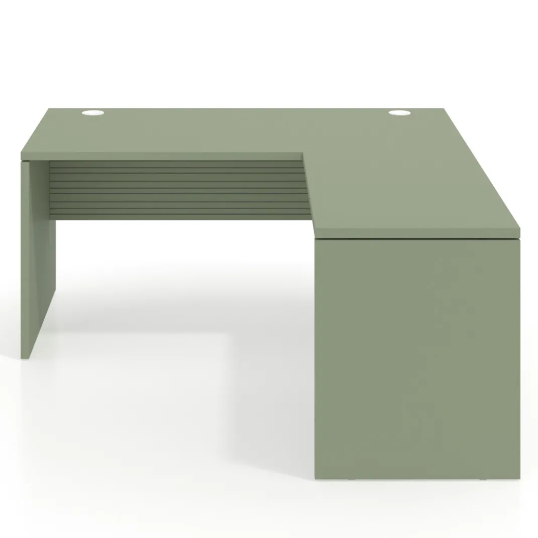 Mesa de Oficina en L Work Plus fondo 80 diseño rayado