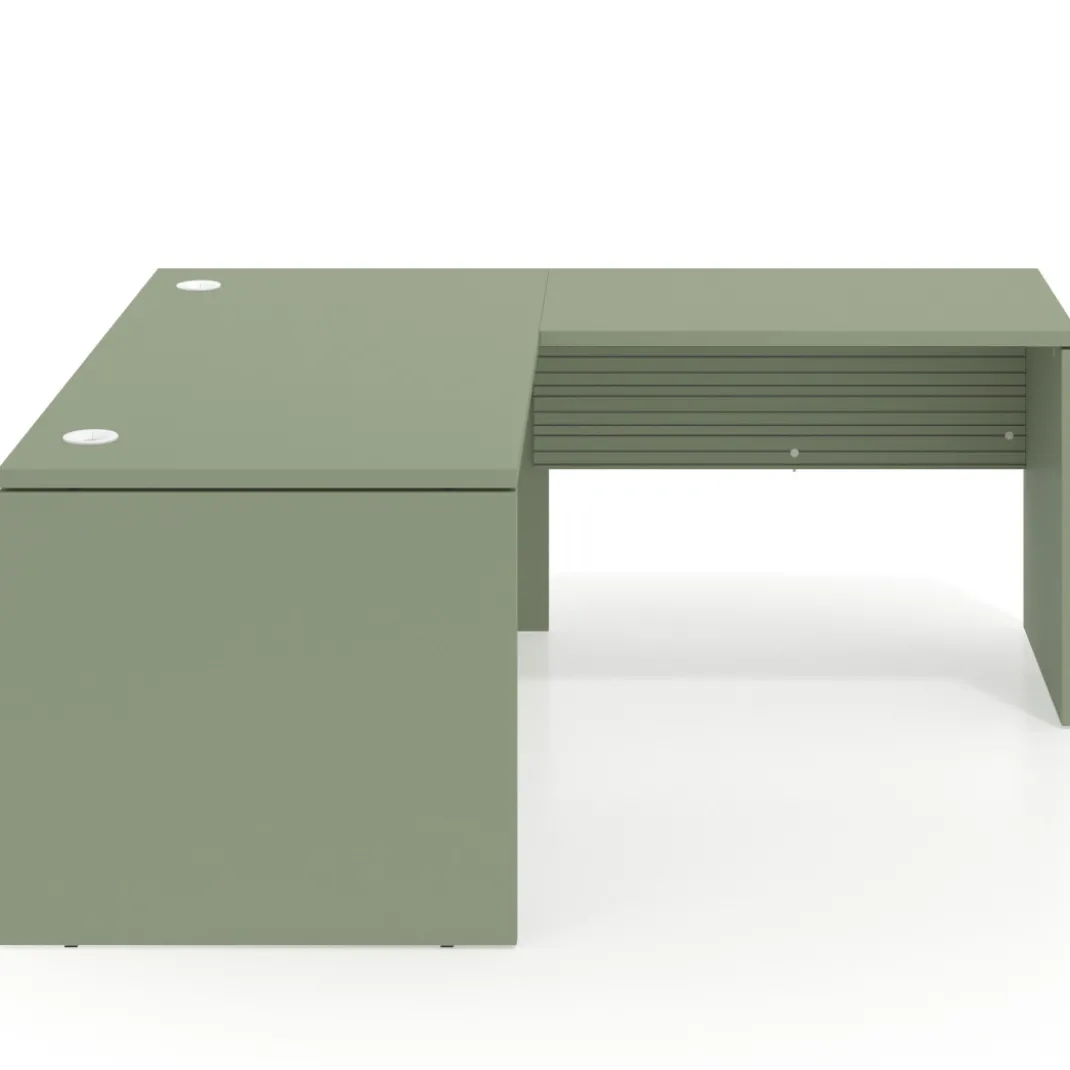 Mesa de Oficina en L Work Plus fondo 80 diseño rayado
