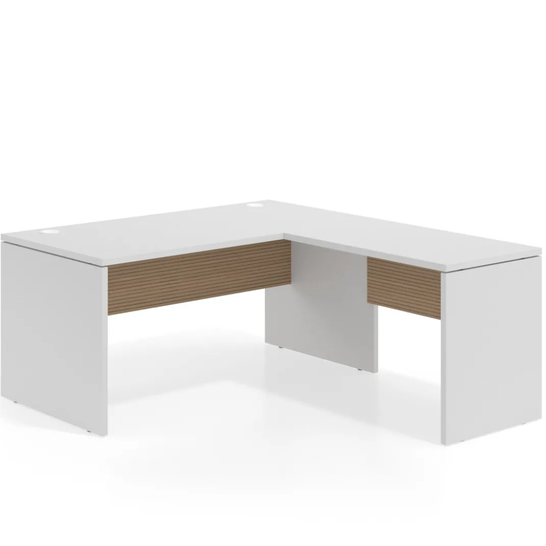Mesa de Oficina en L Work Plus fondo 80 diseño rayado