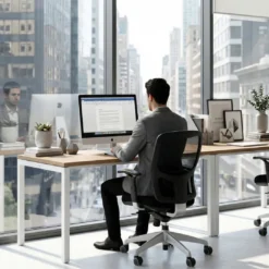 Mesa de oficina Kube fondo 68cm estructura blanca