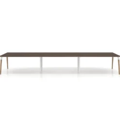 Mesa de oficina multipuesto Arki triple, fondo 126 cm, patas de madera