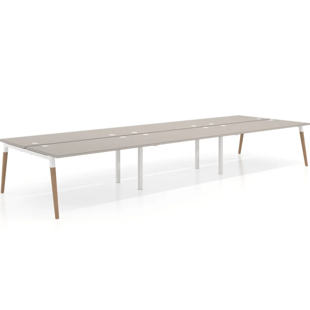 Mesa de oficina multipuesto Arki triple, fondo 166 cm, sobre recto