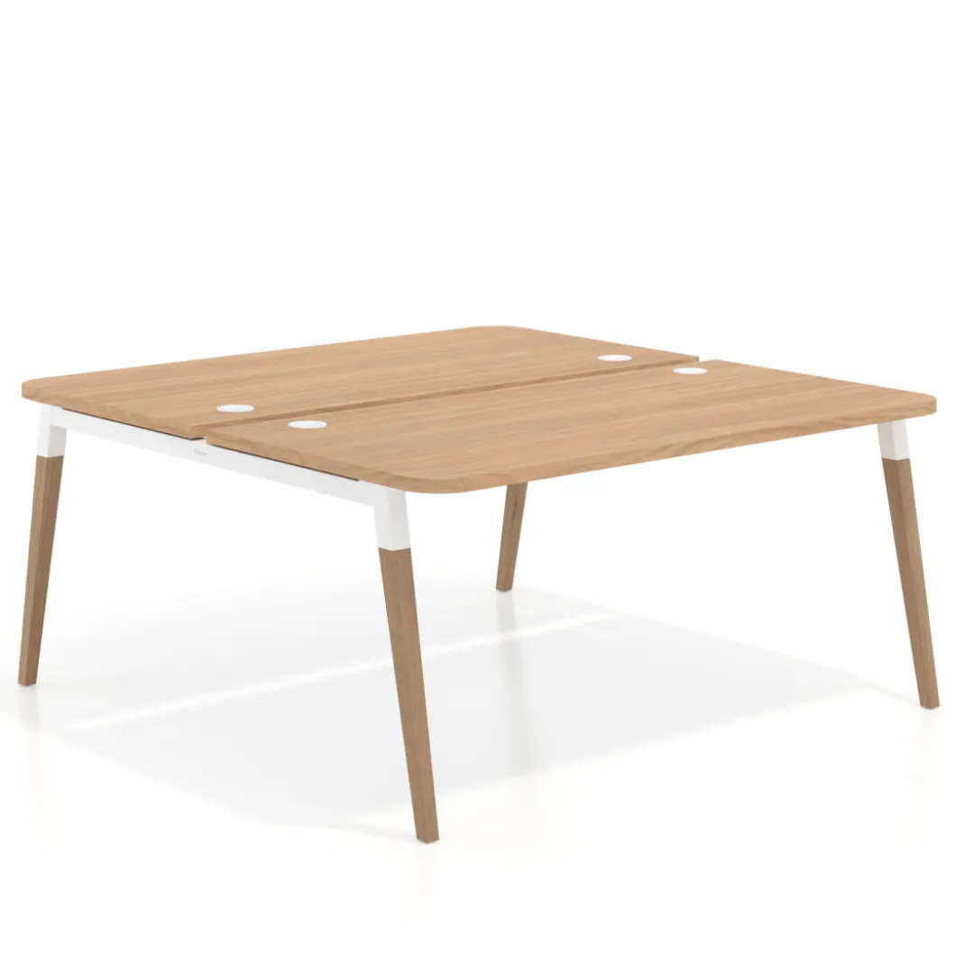 Mesa de oficina multipuesto Arki fondo 166 cm, sobre curvo